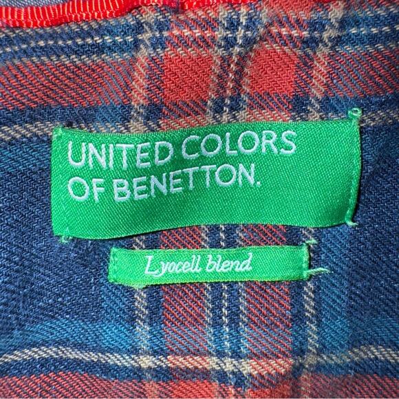 United Colors of Benetton Men’s Long Sleeve Button-down Flannel Shirt size Large - Picture 3 of 5